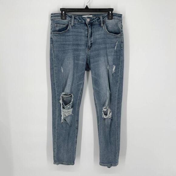 Vervet Women's Straight Leg Distressed Ripped Jeans Light Blue Wash Size 30 - Picture 1 of 11